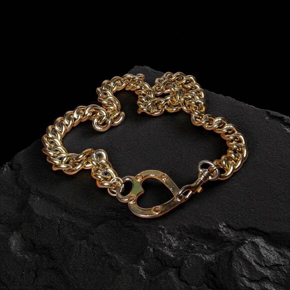 Belt Gold Tone Heavy Metal Cuban Chain with Heart Latch Waist Jewelry 36-38 main image 7